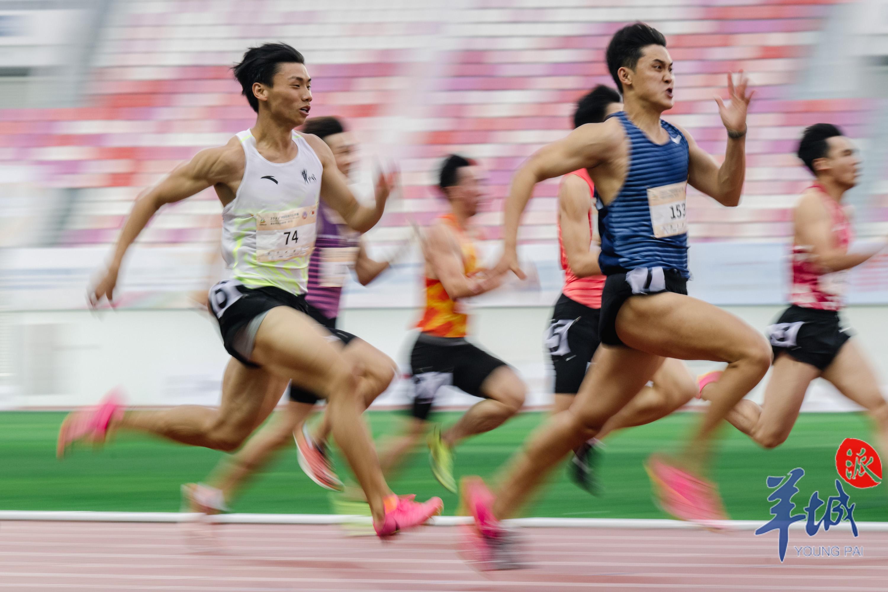赛跑比赛惊险悸动，选手们冲刺终点